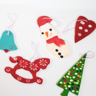 Adornos navideños pack 6 piezas madera DECORADO